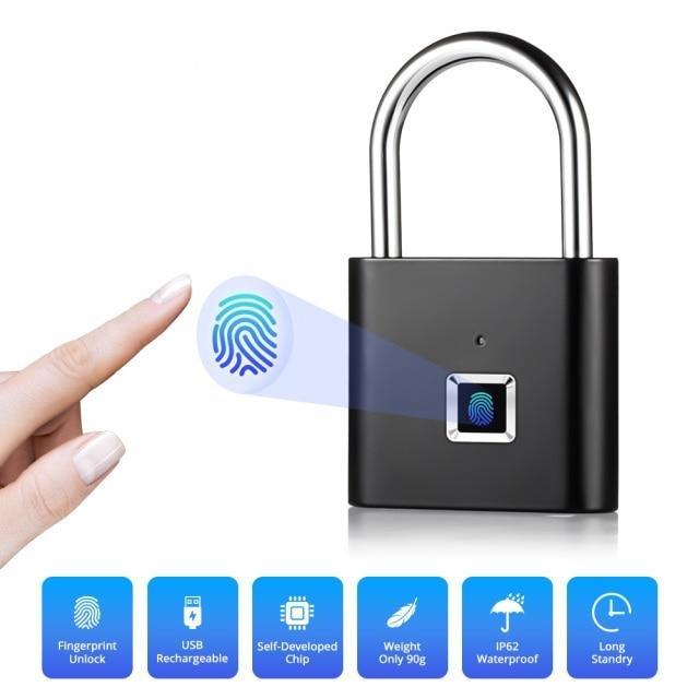 Keyless USB Rechargeable Fingerprint Smart Padlock | Gadgets Angels 
