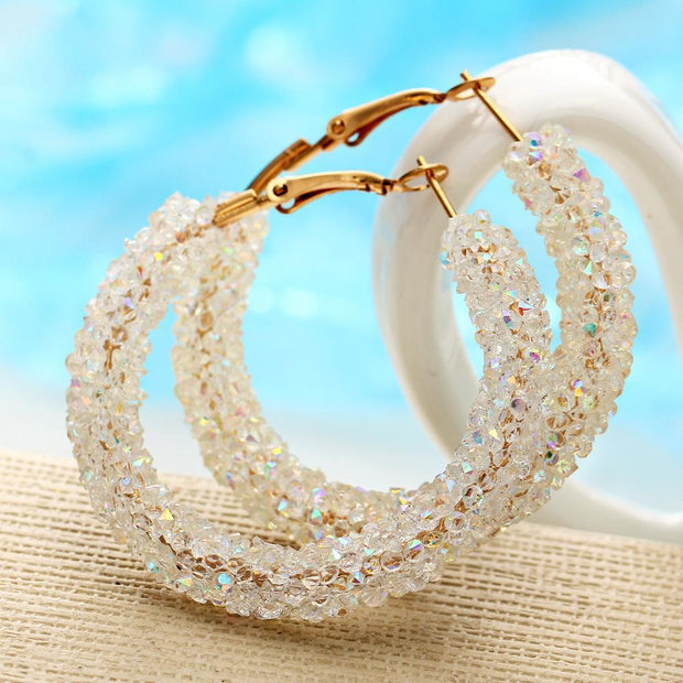Crystaldust Hoop Earring | Crystaldust 18K Gold Plated Earring | Hoop Earring United State | Gadgets Angels