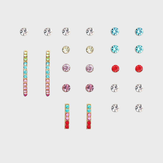 12 Piece Rainbow Earring | 18k Gold Plated Earring | 18k Pearl Earrings | Gadgets Angels