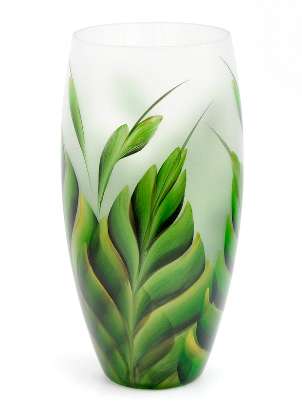 Tall Green Vases | Green Tulip Crystal Vases | Hand Painted Crystal Vases | Gadgets Angels