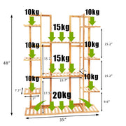 9 Tier Bamboo 17 Potted Plant Stand Rack Multiple Flower Pot Holder Shelf Indoor Outdoor Planter Display Shelving Unit for Patio Gadgets Angels LLC