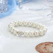 3-Piece Pearl and Shamballa Jewelry | White Gold Jewelry | 18k Gold Pearl Bracelet | Gadgets Angels