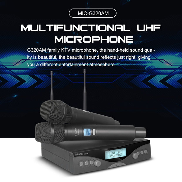 G-MARK Wireless Microphone System | Handheld Frequency Adjustable | Dynamic Microphone for television | Gadgets Angels 