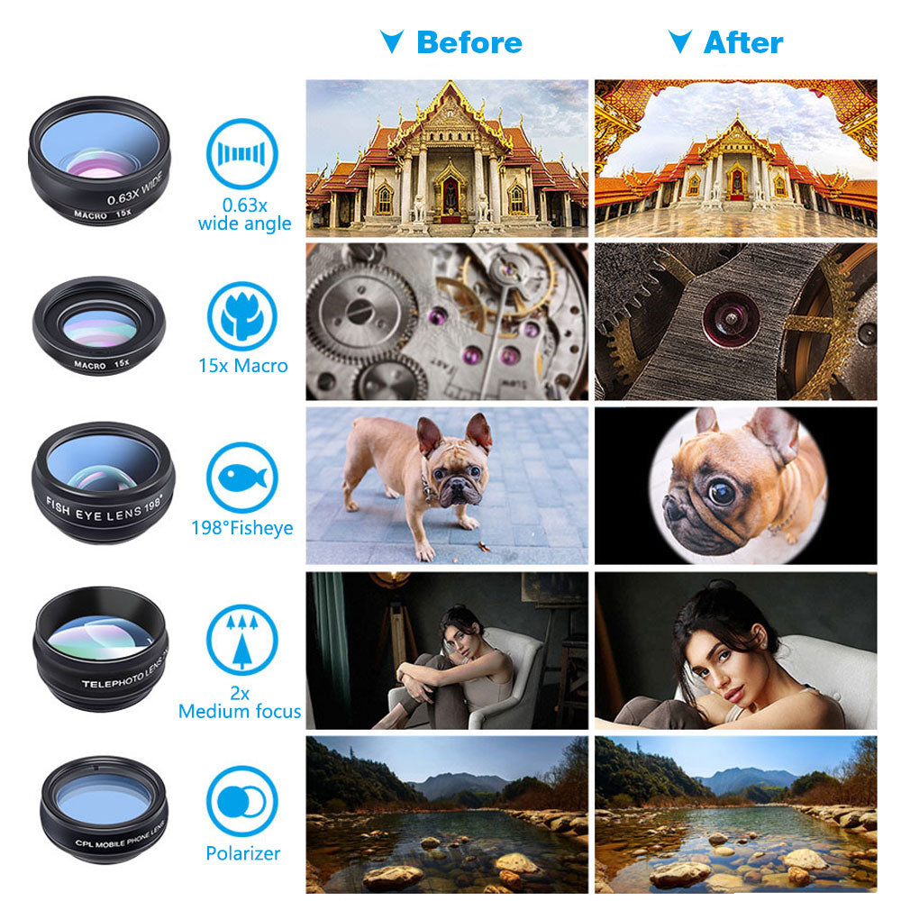 10 in 1 Mobile Phone Lenses | High Clarity Camera Lens | Mobile Phone Camera Lenses Magnifier | Gadgets Angels