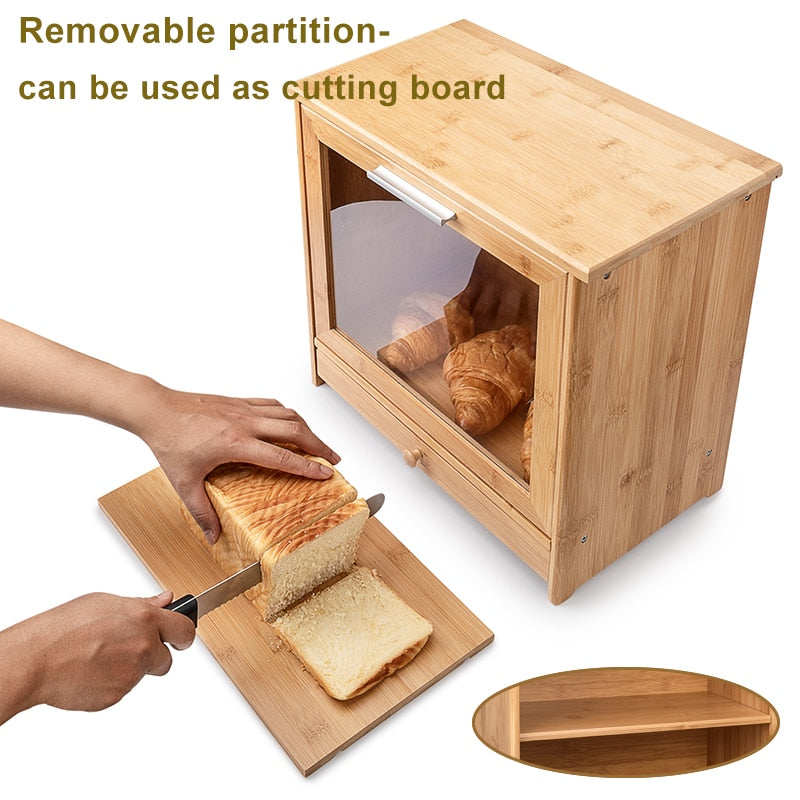 Bamboo Bread Box | Drawer Factory Customized Kitchen Organizer | Wooden Bread Box With Cutting Board | Gadgets Angels