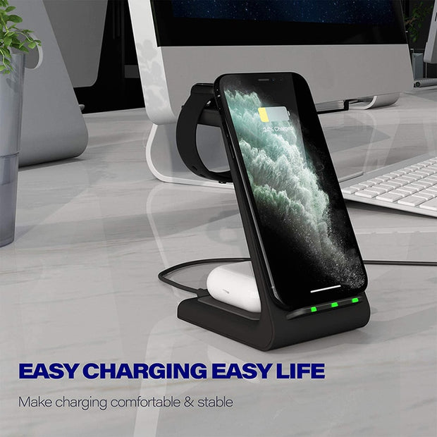 3 in 1 Wireless Charge Dock | USB Wireless Charge Station | Air Pods Wireless Charge Dock Station | Gadgets Angels
