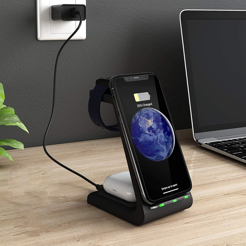 3 in 1 Wireless Charge Dock | USB Wireless Charge Station | Wireless Charge Dock Station | Gadgets Angels