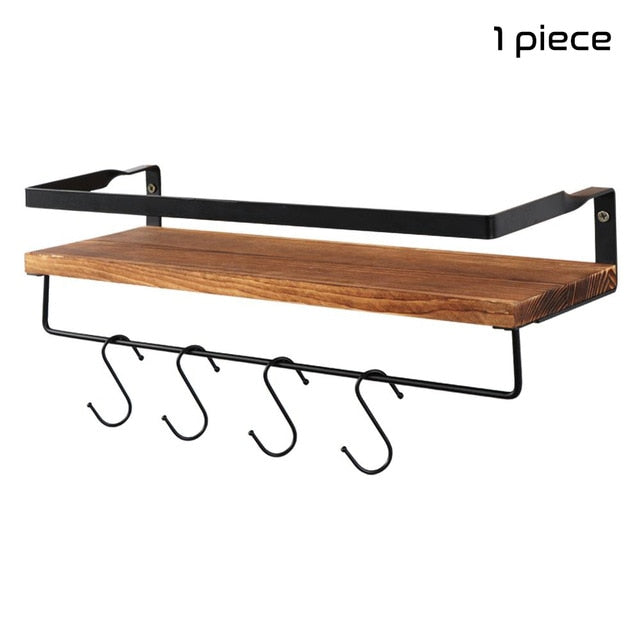 Wall Shelf Wood Floating | Wall Shelf Rack Decorative | Multi-Purpose Wall Hooks | Gadgets Angels 