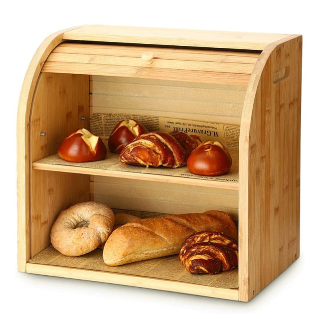 Bamboo Bread Box | Drawer Factory Customized Kitchen Organizer | Bread Box with Cutting Board | Gadgets Angels