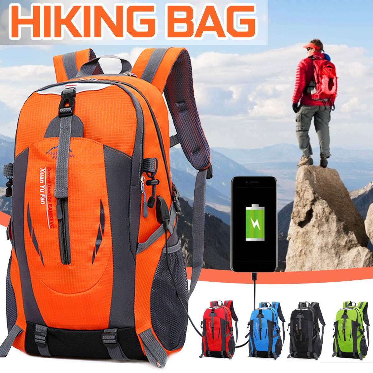 Waterproof USB Port Hiking Bag | Waterproof USB Bag | USB Hiking Bag | Gadgets Angels