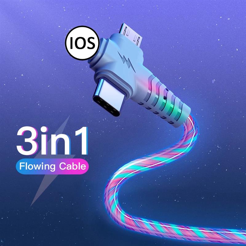 3 in 1 LED Type C Cable | USB Type C Charging Cable | USB Type-C Charging Cable | Gadgets Angels
