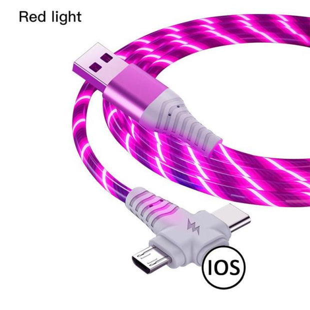3 in 1 LED Type C Cable | USB Type C Charging Cable | USB Purple Charging Cable | Gadgets Angels