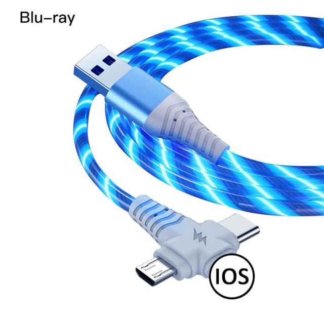 3 in 1 LED Type C Cable | USB Type C Charging Cable | USB Blue Ray Charging Cable | Gadgets Angels
