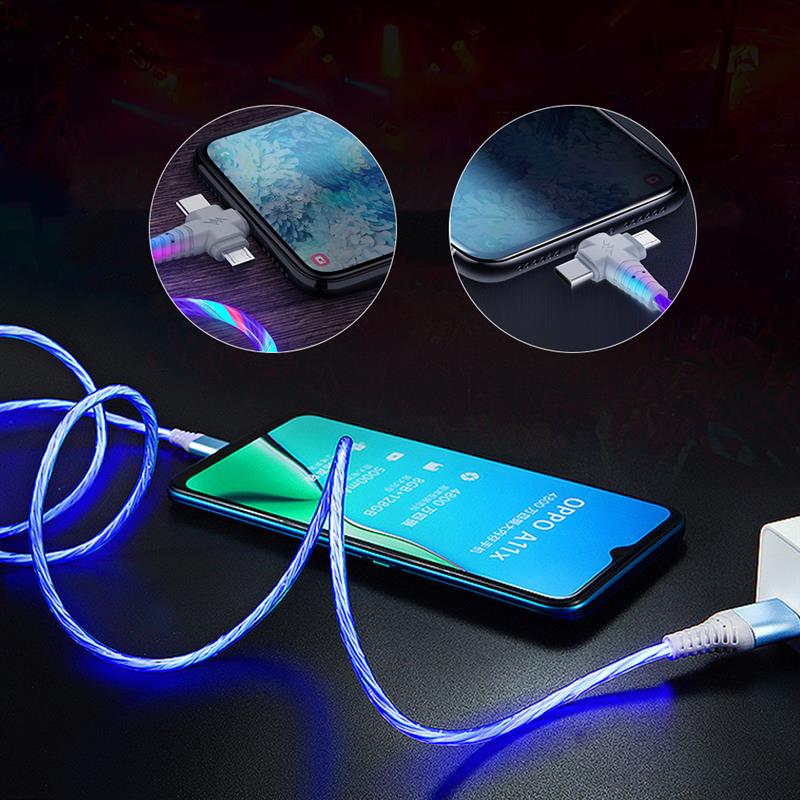 3 in 1 LED Type C Cable | USB Type C Charging Cable | USB Micro USB Charging Cable | Gadgets Angels