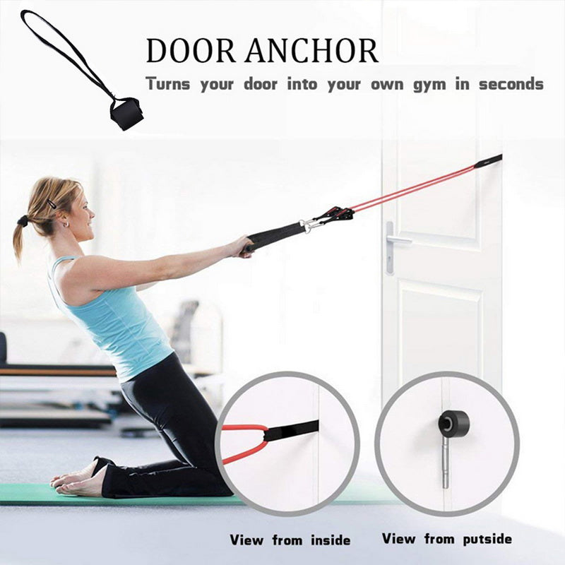 Resistance Bands Set Exercise Bands with Door Anchor Legs Ankle Straps for Resistance Training Physical Therapy Home Workouts