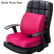 Washable Seat Cushion | Back Support Cushion | Mesh Rose Red Back Support Cushion | Gadgets Angels