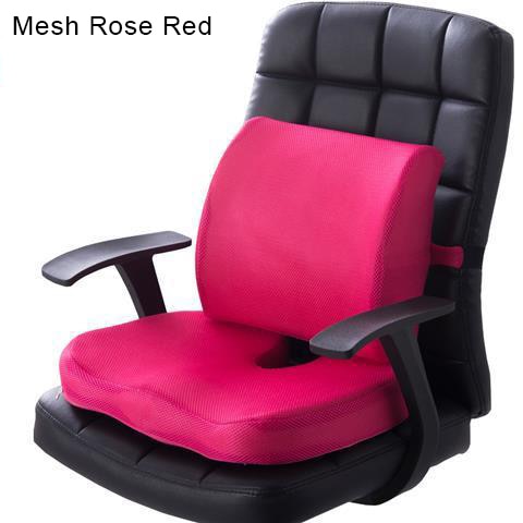 Washable Seat Cushion | Back Support Cushion | Mesh Rose Red Back Support Cushion | Gadgets Angels