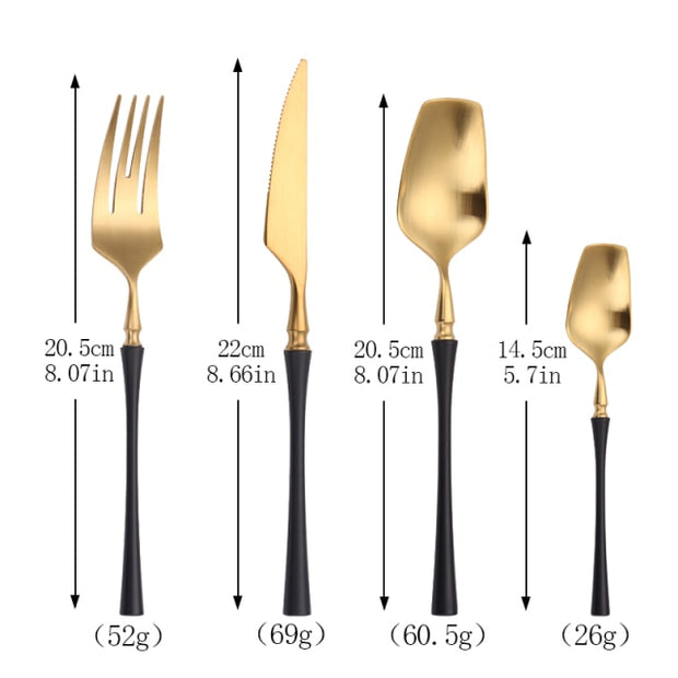 Cutlery Set | Forks Knives Spoons | Bright Gold Fork Knife and Spoon | Gadgets Angels