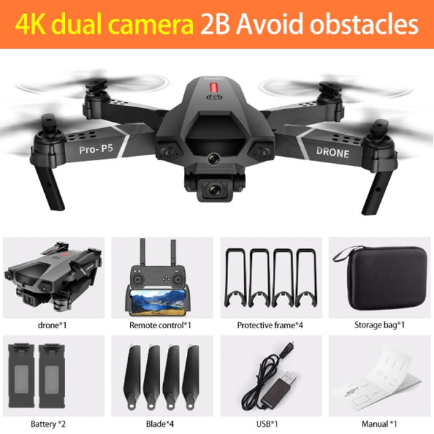 P5 Drone 4K Dual Camera | Drone with Infrared Light | Drone with High Resolution Camera | Gadgets Angels