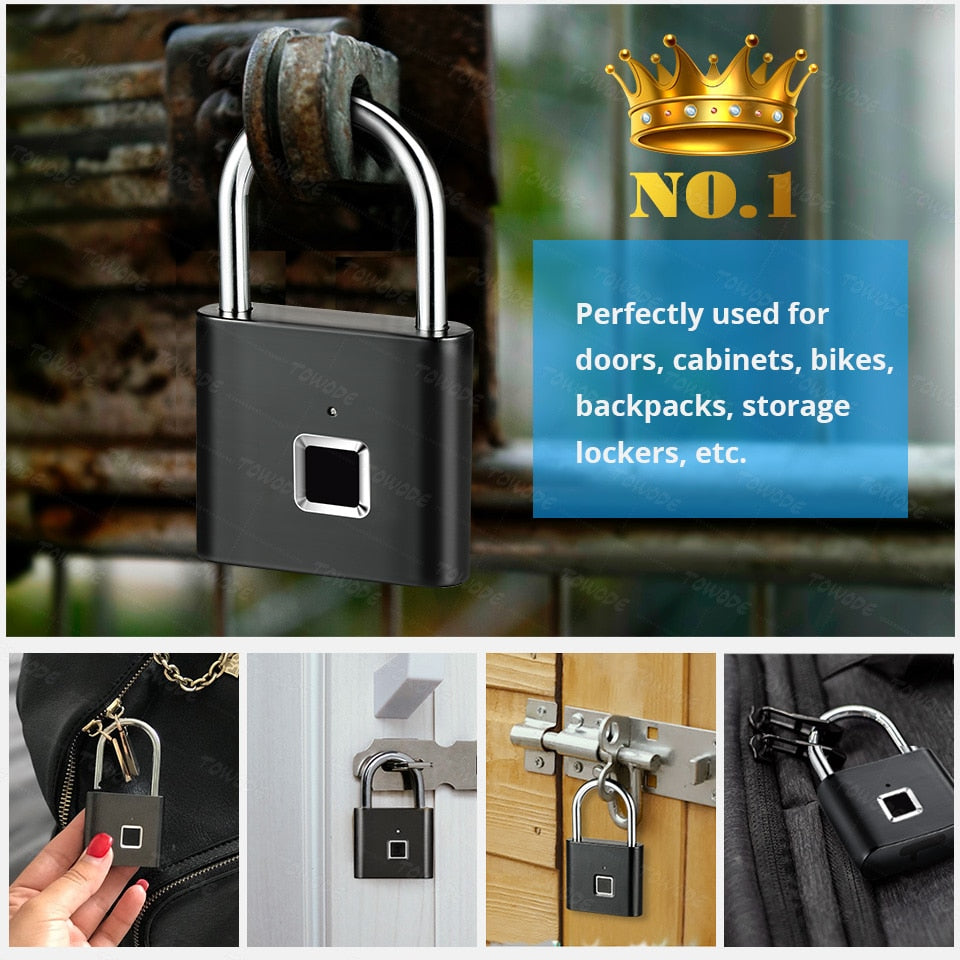 Keyless USB Padlock | Fingerprint Smart Padlock | USB Charging Cable padlock | Gadgets Angels 