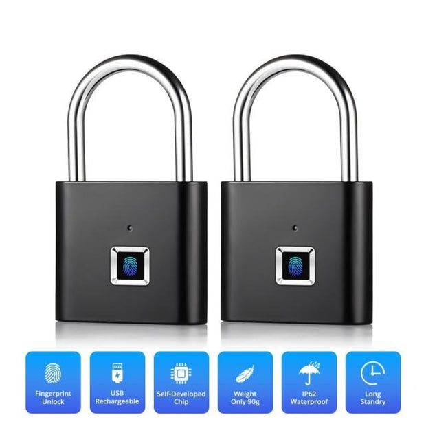 Keyless USB Padlock | Fingerprint Smart Padlock | Rechargeable Fingerprint USB Padlock | Gadgets Angels 