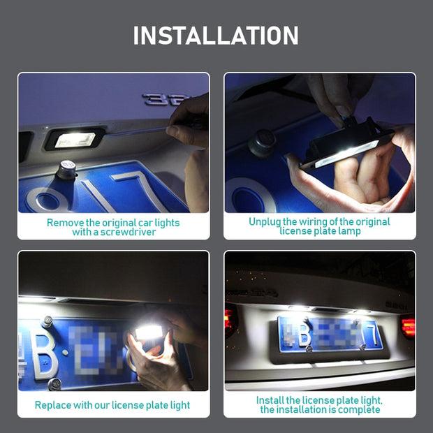 2 Pcs Car LED Number Plate | License Plate Light Lamp | Scion XB License Plate Lamp | Gadgets Angels