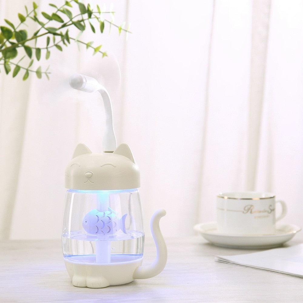 Cute Cat Led Fan Diffuser | LED Cute Cat Air Fan | Cute Cat Air Fan Diffuser | Gadgets Angels 