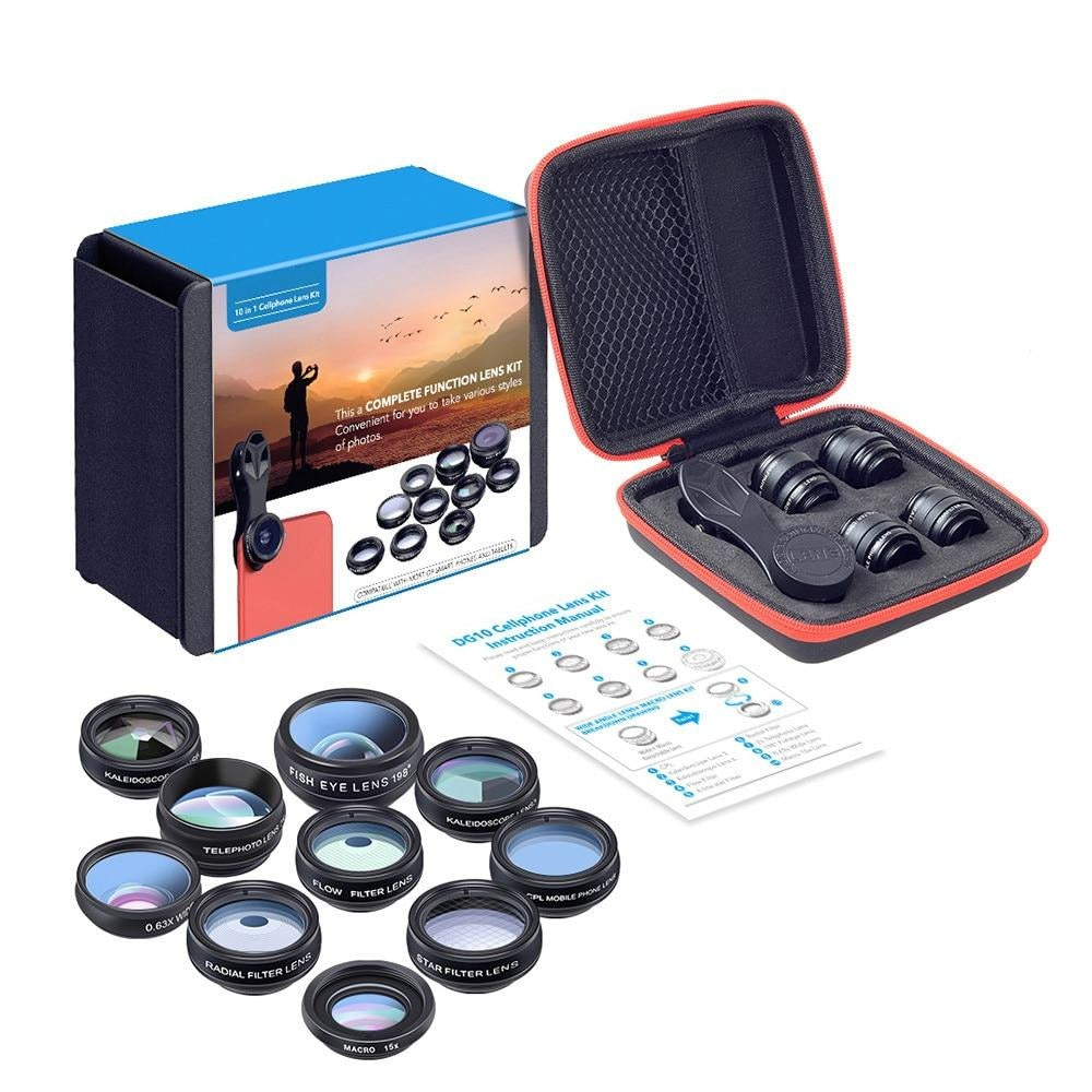 10 in 1 Mobile Phone Lenses | High Clarity Camera Lens | 10 in 1 Cell Phone Lenses | Gadgets Angels