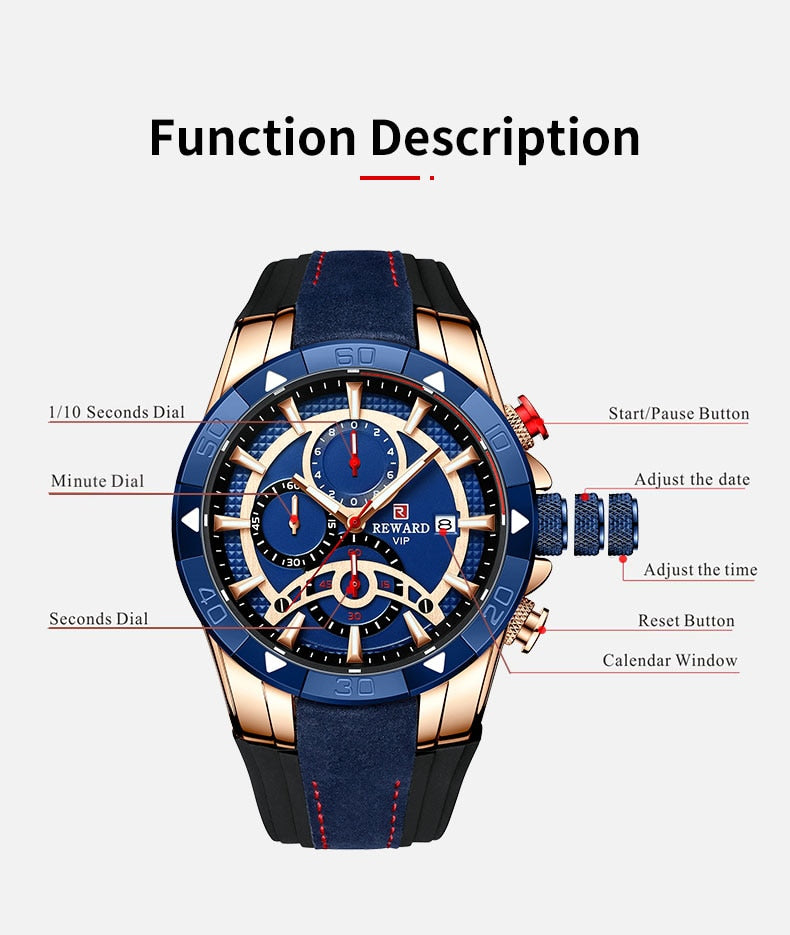 REWARD Men Quartz Watches | Waterproof Wristwatch for Men | Business Dress Waterproof Wristwatch | Gadgets Angels